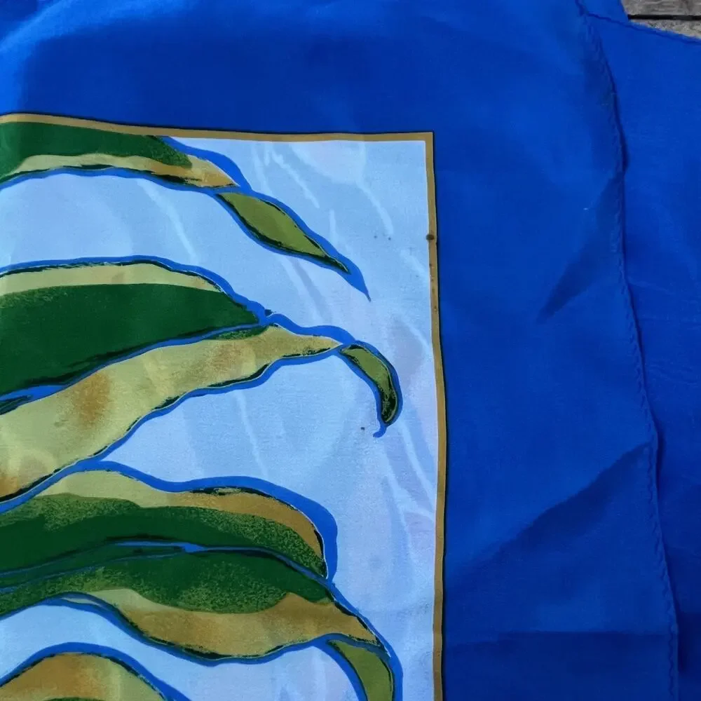 Anne Klein Decorative Silk Scarf 30 in x 30 in Vibrant Tropical Leaves